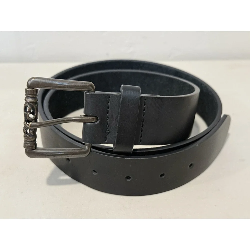 Mens Black Belt Ornate Buckle Size L 40'Long Casual Western Fashion Style 33547